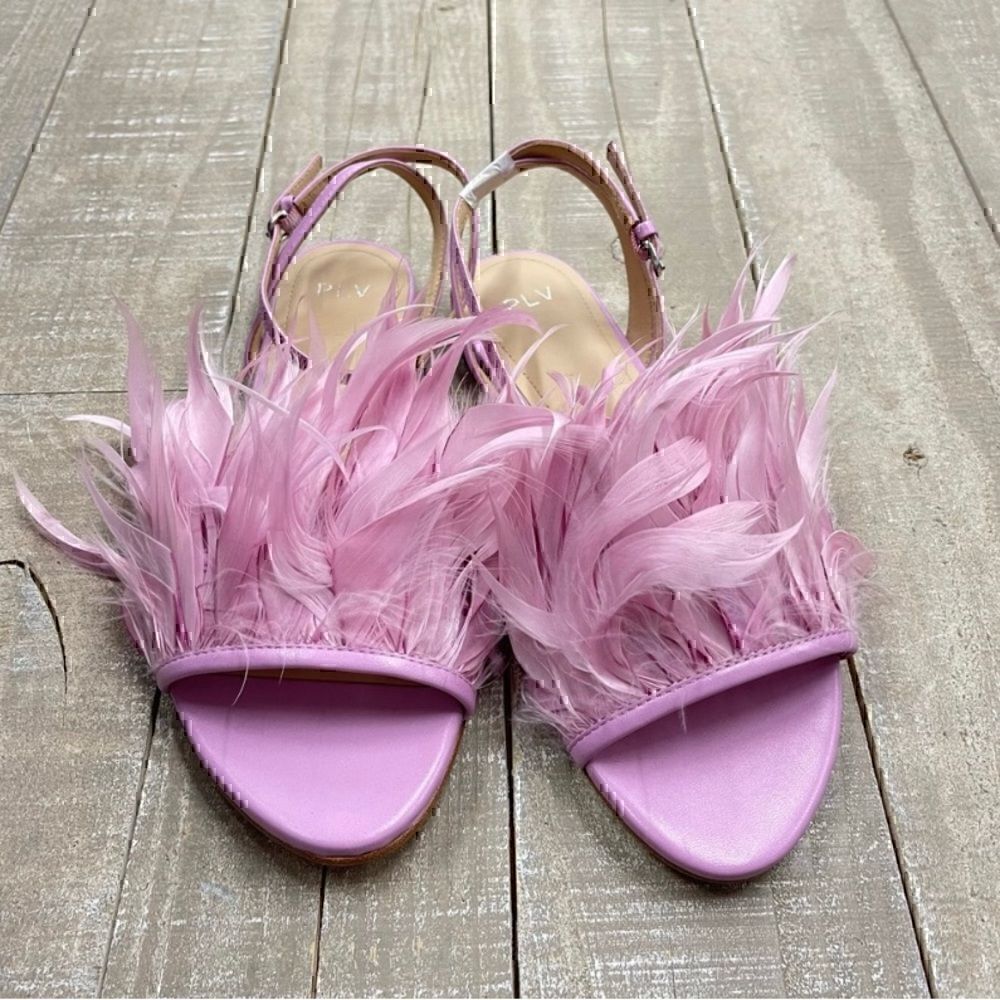 New Size 8 Anthropologie Pour La Victoire Layla Feathered Sandals - Picture 5 of 5